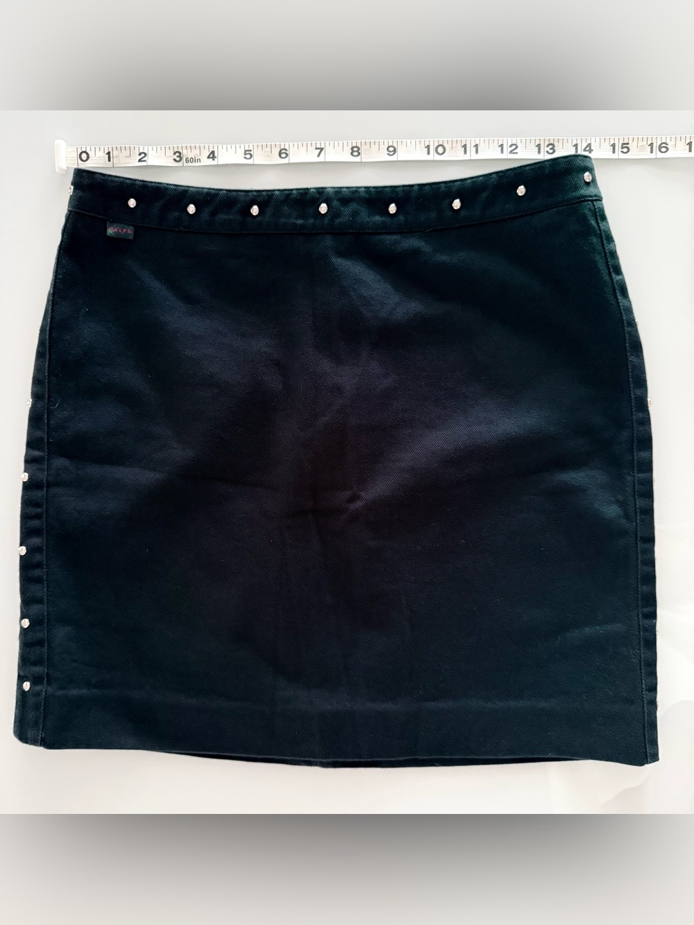Ralph Lauren Women’s Black Studded Denim Mini Skirt - Size 2 - EUC - 100% Cotton - Picture 10 of 13